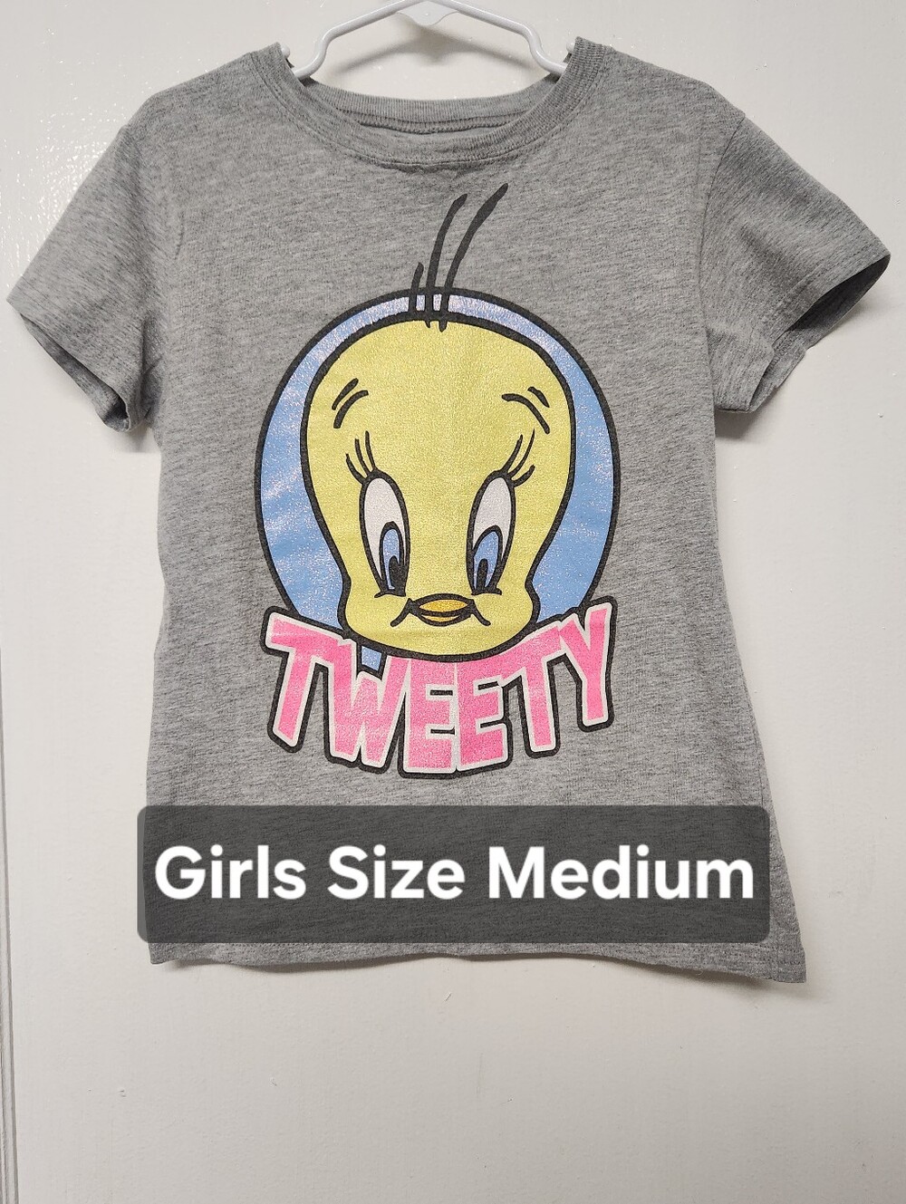 Girls Size Medium Shirt Glitter Tweety Bird Looney Tunes